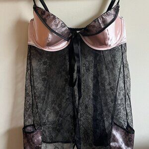 Vintage Victoria's Secret | Front Closure Lace & Satin Babydoll